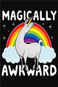 Cute Magically Awkward llama notebook for girls women with cute llama alpaca cactus 6x9 inch. blank lined journal