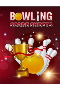 Bowling Score Sheet: Bowling Game Record Book - 118 Pages - Gold Winning Cup and Ball