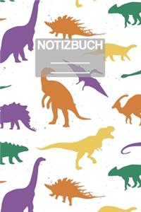 Notizbuch A5 Muster Zeichnung Dino Dinosauerier Trex Saurus