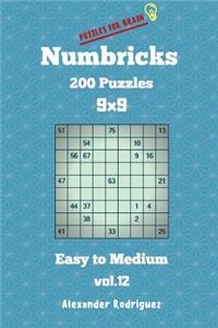 Puzzles for Brain Numbricks - 200 Easy to Medium Puzzles 9x9 vol. 12