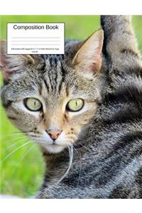 Composition Book 200 Sheets/400 Pages/8.5 X 11 In. Wide Ruled/ Cat Yoga Leg Up