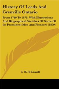History Of Leeds And Grenville Ontario