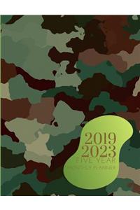 2019-2023 Five Year Planner Army Camo Goals Monthly Schedule Organizer: 60 Months Calendar; Agenda Appointment Diary Journal With Address Book, Password Log, Notes, Julian Dates & Inspirational Quotes