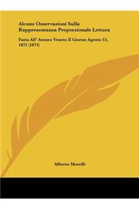 Alcune Osservazioni Sulla Rappresentanza Proporzionale Lettura