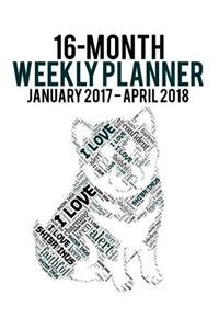 2017-2018 Weekly Planner - Wordcloud Shiba Inu