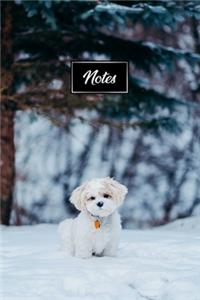 Shih Tzu Dog Pup Puppy Doggie Notebook Bullet Journal Diary Composition Book Notepad - Standing Deep in Snow
