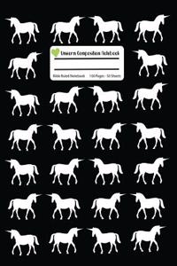 Unicorn Composition Notebook: Black Wide Ruled, Student Teachers School Kids, 100 Pages, 7.44x9.69, Writing Journal