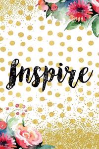 Inspire: Blank Lined Notebook Journal Diary Composition Notepad 120 Pages 6x9 Paperback Purple Gold Dots