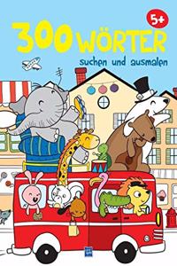 300 Worter suchen und ausmalen 5+ (Busfahren): Malbuch mit Wimmelbildern zum Suchen und Finden