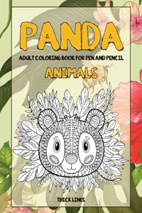 Adult Coloring Book for Pen and Pencil - Animals - Thick Lines - Panda