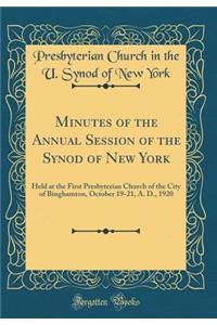 Minutes of the Annual Session of the Synod of New York: Held at the First Presbyterian Church of the City of Binghamton, October 19-21, A. D., 1920 (Classic Reprint)