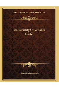 Universality Of Vedanta (1922)