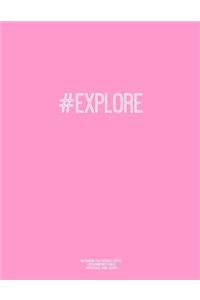 Notebook for Cornell Notes, 120 Numbered Pages, #EXPLORE, Pink Cover