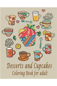 Desserts and Cupcakes Coloring Book for adult