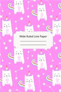 Sleep Cat Theme Wide Ruled Line Paper