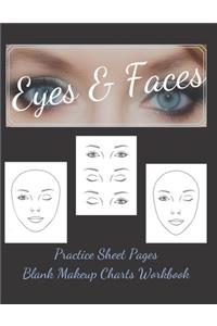 Eyes & Faces Makeup Artist Blank Charts JUST EYES Paper Sheets Workbook to Practice & Record Different Techniques