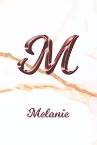 Melanie: Journal Diary - Personalized First Name Personal Writing - Letter M White Marble Rose Gold Pink Effect Cover - Daily Diaries for Journalists & Write