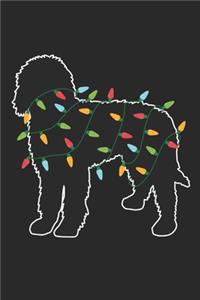 Goldendoodle with Christmas Lights - Christmas Notebook - Goldendoodle Diary - Dog Journal - Christmas Gift for Dog Lover
