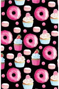 Journal Notebook Doughnuts, Cupcakes and Macarons Pattern