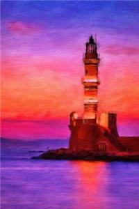 Lighthouse in Greece - Lined Notebook with Margins: 101 Pages, Medium Ruled, 6 x 9 Journal, Soft Cover