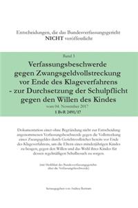 Verfassungsbeschwerde gegen Zwangsgeldvollstreckung vor Ende des Klageweges - zur Durchsetzung der Schulpflicht gegen den Willen des Kindes vom 04. November 2017 1 BvR 2491/17