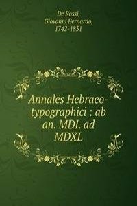 ANNALES HEBRAEO-TYPOGRAPHICI AB AN. MDI