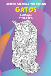Libro de colorear para adultos - Nivel fácil - Animales - Gatos