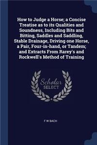 How to Judge a Horse; A Concise Treatise as to Its Qualities and Soundness, Including Bits and Bitting, Saddles and Saddling, Stable Drainage, Driving One Horse, a Pair, Four-In-Hand, or Tandem; And Extracts from Rarey's and Rockwell's Method of Tr