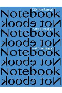 Notebook 120 numbered ruled pages with margin