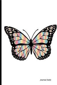 Journal Daily: Rainbow Butterfly, Lined Blank Journal Book, Writing Journal,150 Pages,6 X 9 (15.24 X 22.86 CM), Durable Softcover