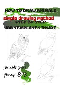 HOW TO DRAW ANIMALS simple drawing method STEP BY STEP 100 TEMPLATES INSIDE