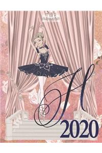 2020 Weekly Planner - Ballerina Princess Monogram Initial Letter 