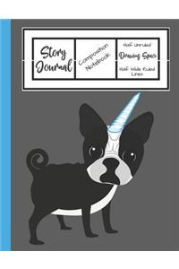 Story Journal Composition Notebook Half Unruled Drawing Space Half Wide Ruled Lined: Combined Write and Sketch Blank Workbook