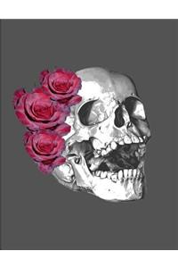 Skull Red Roses Journal Notebook College Ruled Pages 8.5 X 11 (150 Pages)