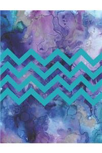 Watercolour Ink and Chevron Dot Grid Journal
