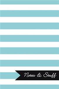 Notes & Stuff - Lined Notebook with Caribbean Blue Striped Pattern Cover