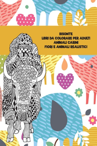 Libri da colorare per adulti - Fiori e animali realistici - Animali carini - Bisonte