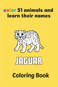 color 51 animals and learn their names coloring book