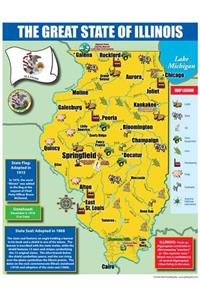 Illinois State Map for Students - Pack of 30