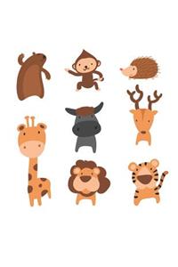 Coloured Animal Collection Blank Lined Notebook