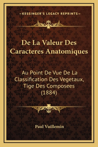De La Valeur Des Caracteres Anatomiques