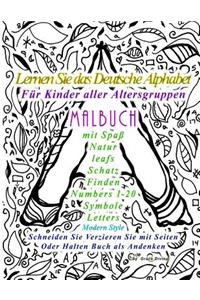 Lernen Sie das Deutsche Alphabet Für Kinder aller Altersgruppen MALBUCH mit Spaß Natur leafs Schatz Finden Numbers 1-20 Symbole Letters Modern Style Schneiden Sie Verzieren Sie mit Seiten Oder Halten Buch als Andenken