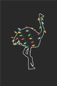 Ostrich with Christmas Lights - Christmas Notebook - Ostrich Diary - Animal Journal - Christmas Gift for Animal Lover