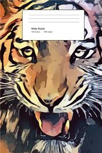 Beautiful Tiger Journal Wide Ruled 6x9