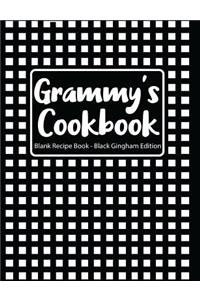 Grammy's Cookbook Blank Recipe Book Black Gingham Edition