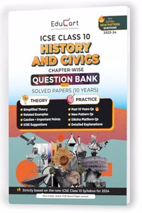 Educart ICSE Class 10 Question Bank 2024 + Solved Paper History and Civics (based on 17th June'23 Specimen Paper) for 2023-24