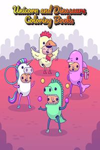 Unicorn and Dinosaurs Coloring Books