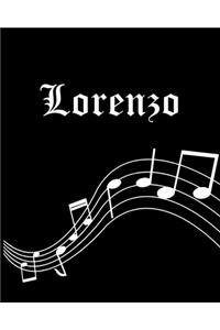 Lorenzo: Sheet Music Note Manuscript Notebook Paper - Personalized Custom First Name Cover - Musician Composer Instrument Composition Book - 12 Staves a Page