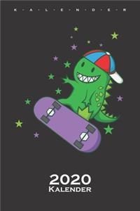 skatender Dino Kalender 2020: Jahreskalender für Kids und Kinder mit der Vorliebe zu Dinosauriern