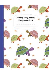 Turtles & Starfish Primary Story Journal Composition Book: Grade Level K-2 Draw and Write, Dotted Midline Creative Picture Notebook Early Childhood to Kindergarten (Coastal Summer Beach Series)